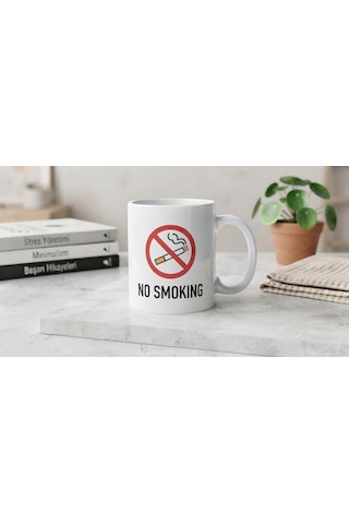 No Smoking Temalı Çift Taraf Baskılı Kupa Bardak Beyaz No Smoking Temalı Çift Taraf Baskılı Kupa Bardak Beyaz