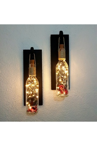 Led Işıklı, Mat Siyah Renkli Duvar Aplik, 2’Li Set