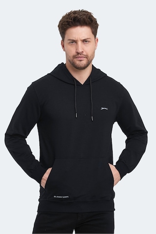 Slazenger Obra In Erkek Kapüşonlu Cepli Siyah Sweatshirt Siyah