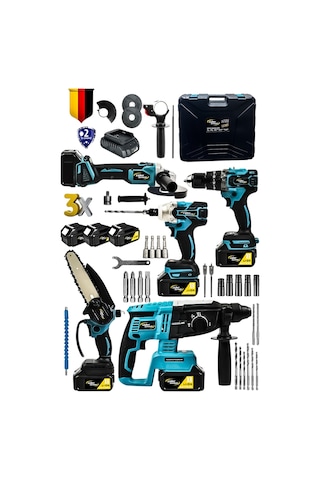 Lieber German 5li Set Kömürsüz Motor 3x Akü Taşlama Somun Sıkma Kırıcı Delici Matkap & Dal Budama Testere Makinesi Lieber German 5li Set Kömürsüz Motor 3x Akü Taşlama Somun Sıkma Kırıcı Delici Matkap & Dal Budama Testere Makinesi