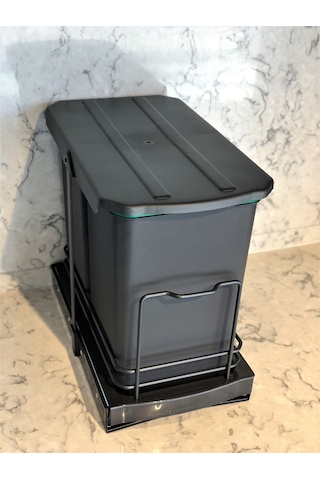 Starax S-2392 Antrasit 12+12 Litre Çöp Kovası Dolap İçi Teleskopi