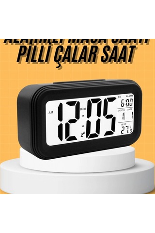 Dijital Masa Saati Takvim Çalar Saat Alarmlı Işıklı Led Ekran Pilli Renkli 44911353
