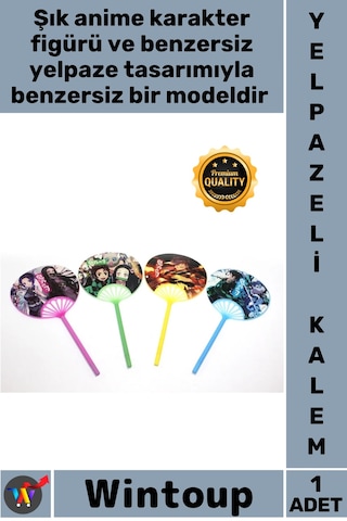Kalem Estetik Figürlü Şık Hediyelik Koleksiyonluk Okul Ofis Yeni Anime Yelpazeli Tükenmez Kalem