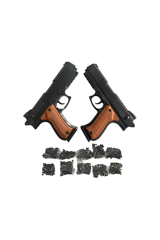 Boncuk Atan Tabanca 2 Adet Kahverengi + 10 Paket Mermi Kahverengi