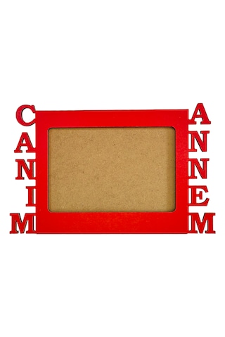 Anneler İçin Kırmızı Ahşap Fotoğraf Çerçevesi Canım Annem
