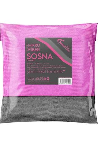 Smartbee Sosna Mikrofiber Kalın Cam Bezi Gri - Pembe 40 x 50 CM 2'li
