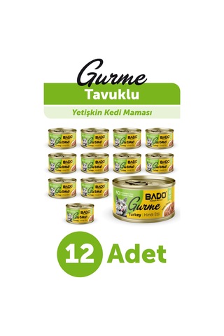 Bado Gurme Yaş Yetişkin Kedi Maması Hindi Etli 85 Gr 12 Adet
