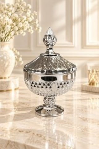 Diamond Ayaklı Kapaklı İkramlık Gümüş