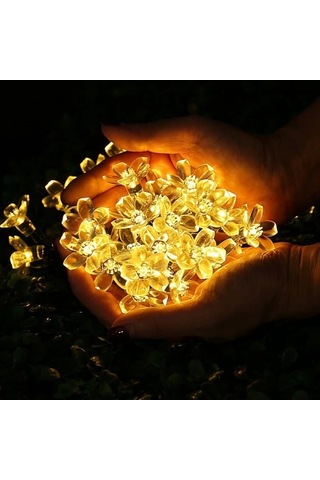 Solar 30 Ledli Çiçekli Günışığı Bahçe Aydınlatma Dekorasyon Güneş Enerjili Asorti