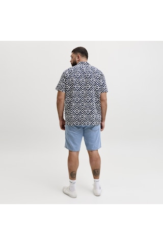 Jack & Jones Büyük Beden Resort Yaka Kisa Kollu Gömlek - Milo - 12290786 Sky Captain
