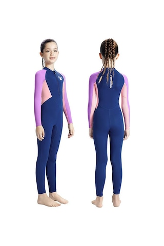 Dalış Ve Yelken Çocuk Açık Uzun Kollu Tek Parça Şnorkel Hamile Elbisesi Çocuklar Güneş Koruyucu Hızlı Kuru Plaj Mayo Mor