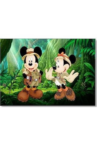 Cakasepetim Masaüstünde Mickey Maus Ve Minnie Mouse Safari Ahşap Mdf Tablo