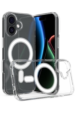 Apple Uyumlu iPhone 17 Magsafe Kılıf Manyetik Halka Destekli Şeffaf Silikon