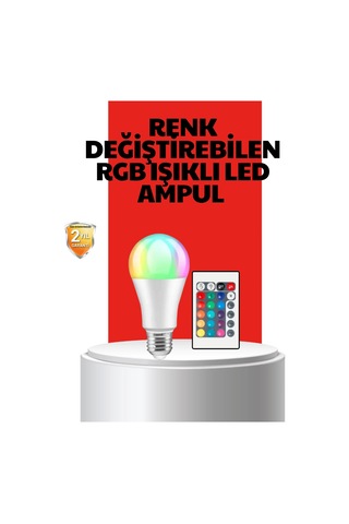 Rgb Uzaktan Kumandalı Led Ampul 16 Renkli A Kalite Çok Renkli 39048697