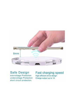 Sandwich Siyah Kablosuz Qi Şarj Cihazı, Hızlı Şarj, Güvenli Kristal Stand, Telefon Destekli