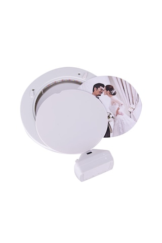 Led Li Kristal Görünümlü Yuvarlak Sihirli Ayna Çerçeve Kişiye Özel Fotoğraf Baskısı Şeffaf