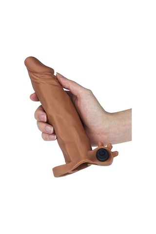 Zaga Oyun 4 CM Uzatmalı Realistik Titreşimli Penis Kılıfı Melez Xtender