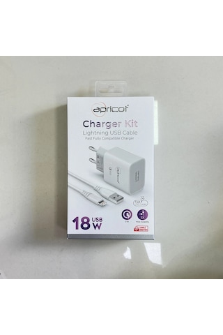 Apricot Lightning Ve Usb Uçlu Şarj Kablosu Ve Adaptör 18w