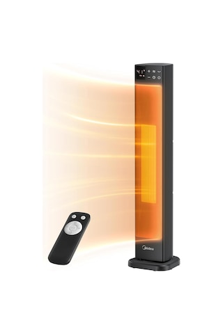 Midea 30 Inç Seramik Elektrikli Isıtıcı 2300w, Termostatlı, Uzaktan Kumandalı, 75 Salınım Panel Isıtıcı Siyah