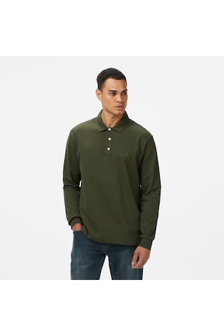 Nautica Erkek Yeşil Classic Fit Uzun Kollu Polo Yaka T-shirt Düz K57042t Yeşil