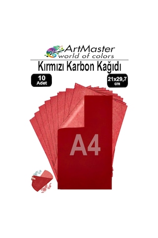 Karbon Kağıdı A4 Kırmızı 10 Adet 21x29,7 Cm Transfer Kağıdı Kopya Kağıdı Renkli Karbon Kağıdı Ahşap Seramik Metal Cam