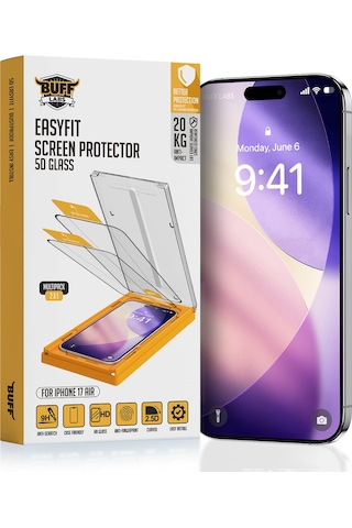 Buff Apple Uyumlu   iPhone 17 Air 5d Glass Easyfit 2 Adet Ekran Koruyucu