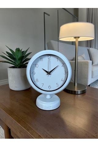 Elegant Beyaz 25 X 20 Cm Metal Dekoratif Masa Saati Çok Renkli
