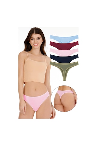 Sensu Kadın Pamuklu Tanga Karışık Renkler 5'li Külot Set - Kts3047 Karışık