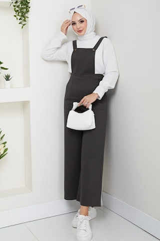 Gülru Cepli Gabardin Tulum 1587 - Antrasit Antrasit