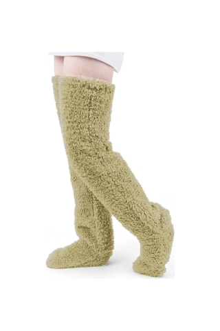 Sauna Suit Krem Sock Peluş Uyku Çorabı Welsoft Diz Üstü Oda Çorabı Ayak Isıtıcı Uzun Gonç Çorap Krem