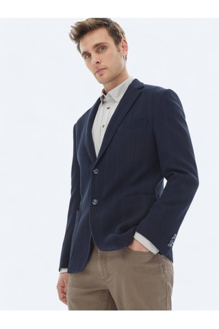 Lacivert Desenli Modern Fit %100 Pamuk Örme Ceket Lacivert
