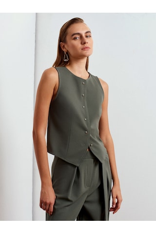 Dilvin 50528 Pens Detaylı Yelek-çağla Çağla