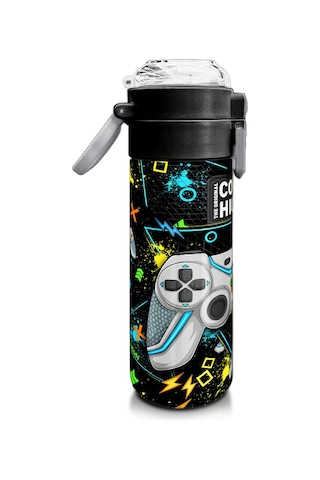 Coral High Kids Siyah Fosforlu Yeşil Gamer Desenli Pipetli Ve Direkt İçim Çelik Termos 500 Ml 31817 Siyah