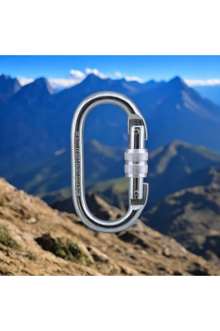 Ayrex Badem10 Oval Karabina Kilitli 10 Mm Kanca Paslanmaz Çelik Kilit Tırmanma Kamp Ekipman Tırmanış İp Askı Kili