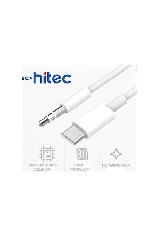 Tr Type-c To 3.5mm Aux Ses Kablosu Dönüştürücü Beyaz Ax806
