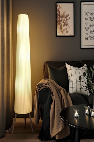 Ikea Kayın Ahşap Kayın Beyaz Elegant Yer Lambası 154 Cm Lambader Beyaz