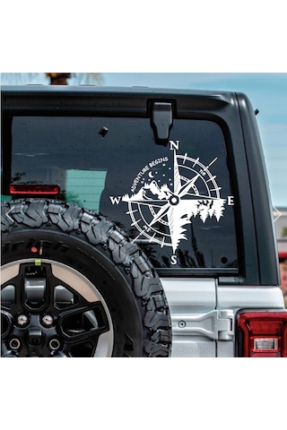 Pusula Kamp Ve Orman Sticker - Araba Pickup Karavan Sticker - 4x4 Off Road Kamp Adventure Sticker - 00301 30x30 Cm