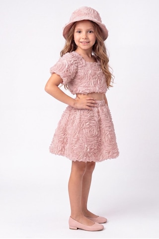 Mnk Baby & Kids Rosemu Kız Çocuk Şapkalı Takım M00819 Pudra