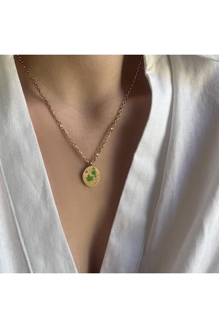 Çelik Leaf Kolye Gold