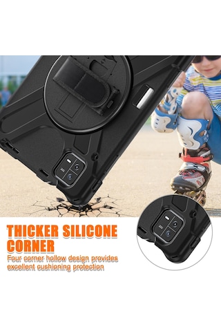 Xiaomi Uyumlu Pad 6 / Pad 6 Pro Pc + Silikon Tablet Kılıfı El Kayışı İle Dönebilen Kickstand Koruyucu Kapak