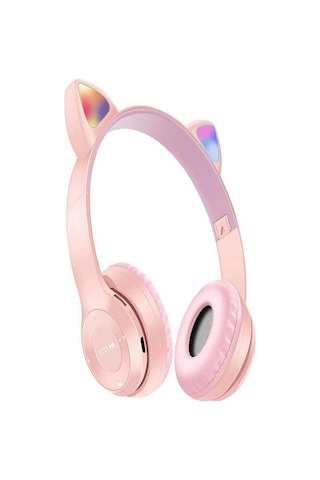 Mmpshop P47M Sevimli Kedi Bluetooth Kablosuz Mikrofonlu RGB Kulak Üstü Kulaklık