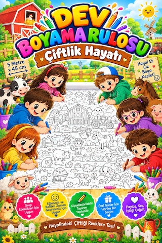 Çiftlik Havanları Köy Hayatı Dev Boyama Kağıdı Boyama Rulosu Büyük Boy 5 Metre - 808525197 Çiftlik Havanları Köy Hayatı Dev Boyama Kağıdı Boyama Rulosu Büyük Boy 5 Metre - 808525197