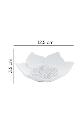 Beyaz Lotus Desenli Silikon Sabunluk Su Giderli Katı Sabunluk Banyo Lavabo Sabun Tutucu Diğer