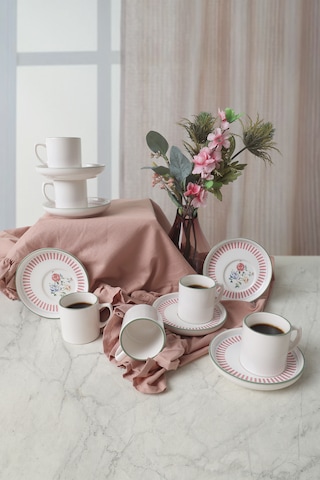 Keramika Rose Line Nordic Kahve Takımı 12 Parça 6 Kişilik 22910