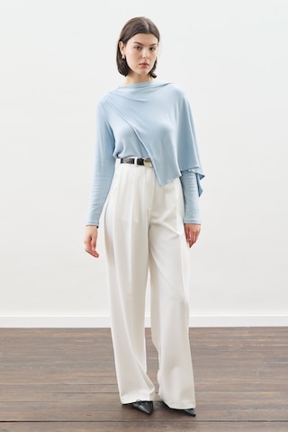 Şal Detaylı Dökümlü Bluz Mavi Mavi