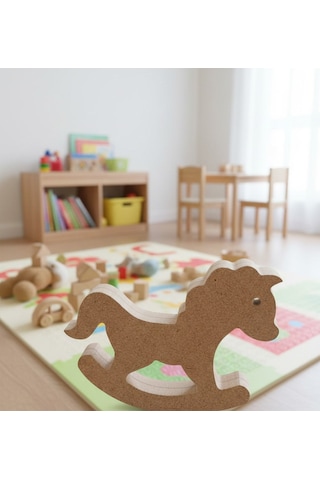 Ahşap Sallanan At Figürü - Montessori Eğitici Oyuncak Ve Dekoratif Obje