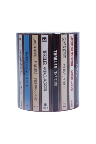 Retro Cd Tasarımlı Kupa Bardak Beyaz - Çok Renkli