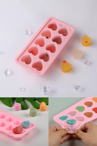 Valletta Dragao Kalp Şeklinde Silikon Kalıp, Buz, Kek, Kalıbı Pembe