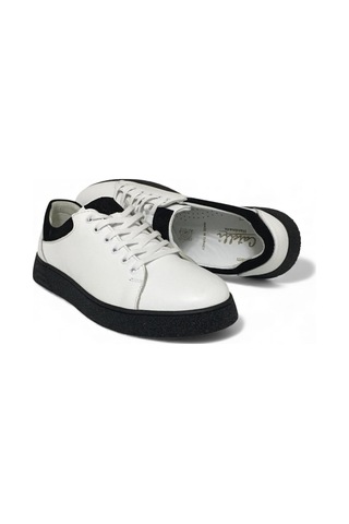 Catelli %100 Deri Ortopedik Erkek Rahat Günlük Sneaker Mevsimlik Taraftar Ayakkabı 40-44 Siyah Beyaz