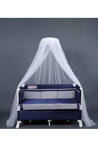 Teknum 4'ü 1 Arada Yan Beşik Co-sleeper Navy Blue Katlanabilir Beşik, Oyun Alanı, Taşınabilir Lacivert